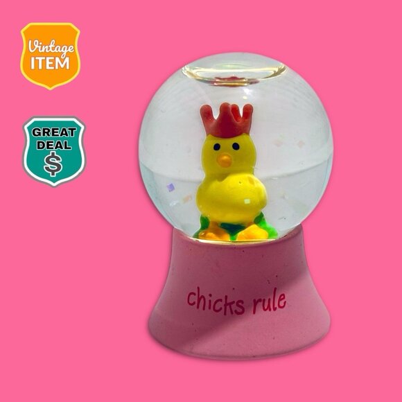Hallmark Vintage Chicks Rule Mini Glitter Snowglobe. RARE! - Picture 1 of 8